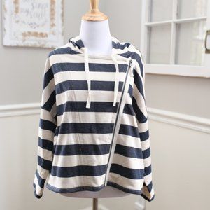 LOFT Asymmetrical Nautical/Sailor Striped Zip Up Sweatshirt XS